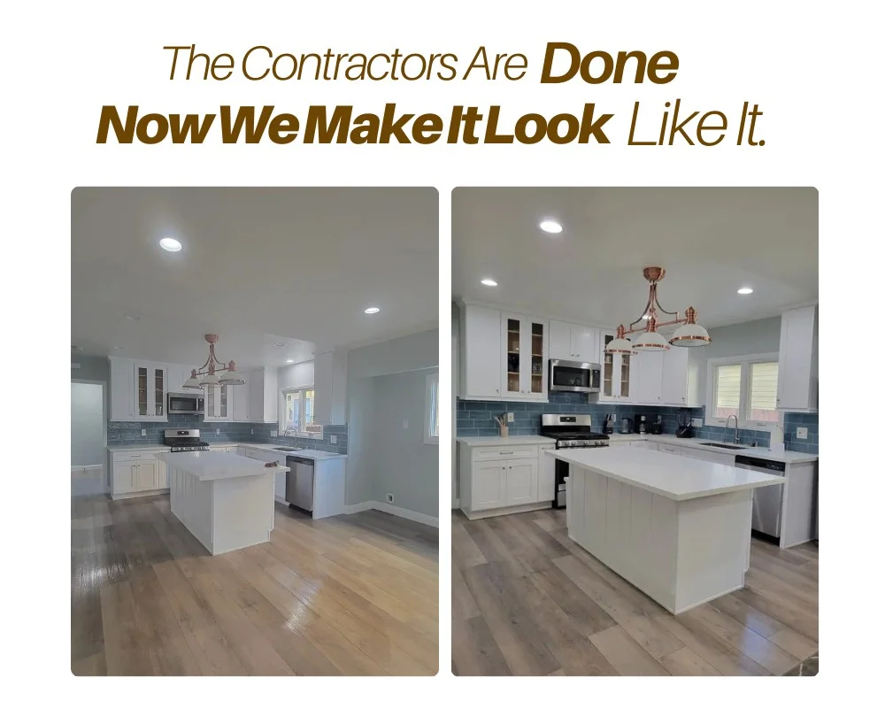 Before and after post-construction cleaning in Orange County