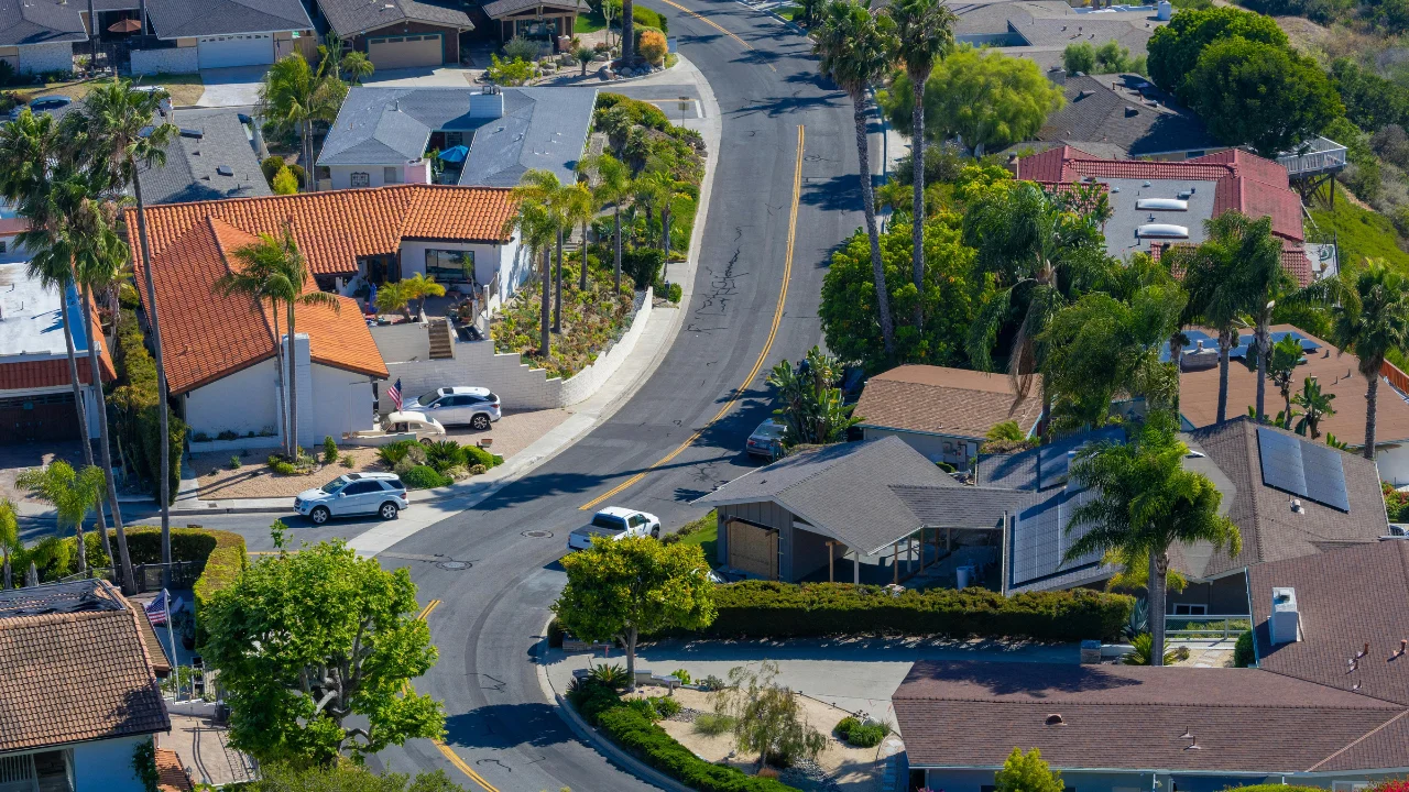 Residential neighborhood view in San Clemente, CA