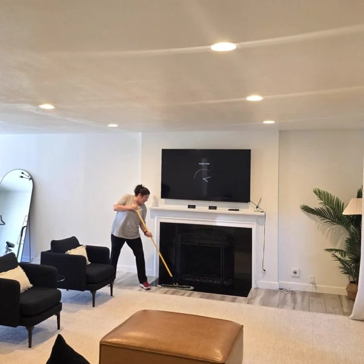 Living room cleaning service in Orange County