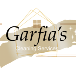 Garfia's Logo is a gold house in the background and the fonts in the front.